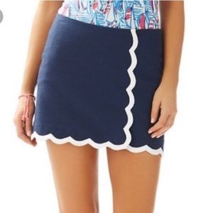 Lilly navy blue skort white scalloped lining